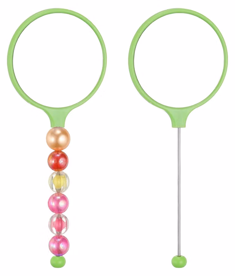 Due specchi rotondi con applicazioni di perline, diametro 14,6 cm, ideali per progetti fai-da-te, colore verde