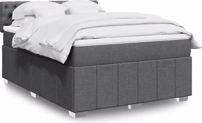Maison Exclusive - Giroletto a Molle con Materasso Grigio Scuro 160x200 cm Tessuto