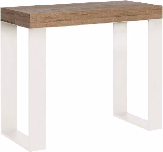 Consolle Allungabile 90-300x40x77 cm Tecno Quercia Natura telaio Bianco