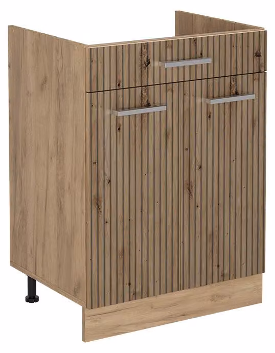 Mobiletto base cucina Vicco R-Line Rovere artigianale/Rovere dorato 60 cm con cassetto senza piano di lavoro, Model 61192