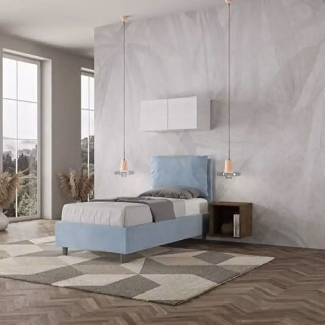 Letto singolo contenitore imbottito Antea Ityhome in microfibra colore sabbia L/P/H: 90 x 210 x 110 cm