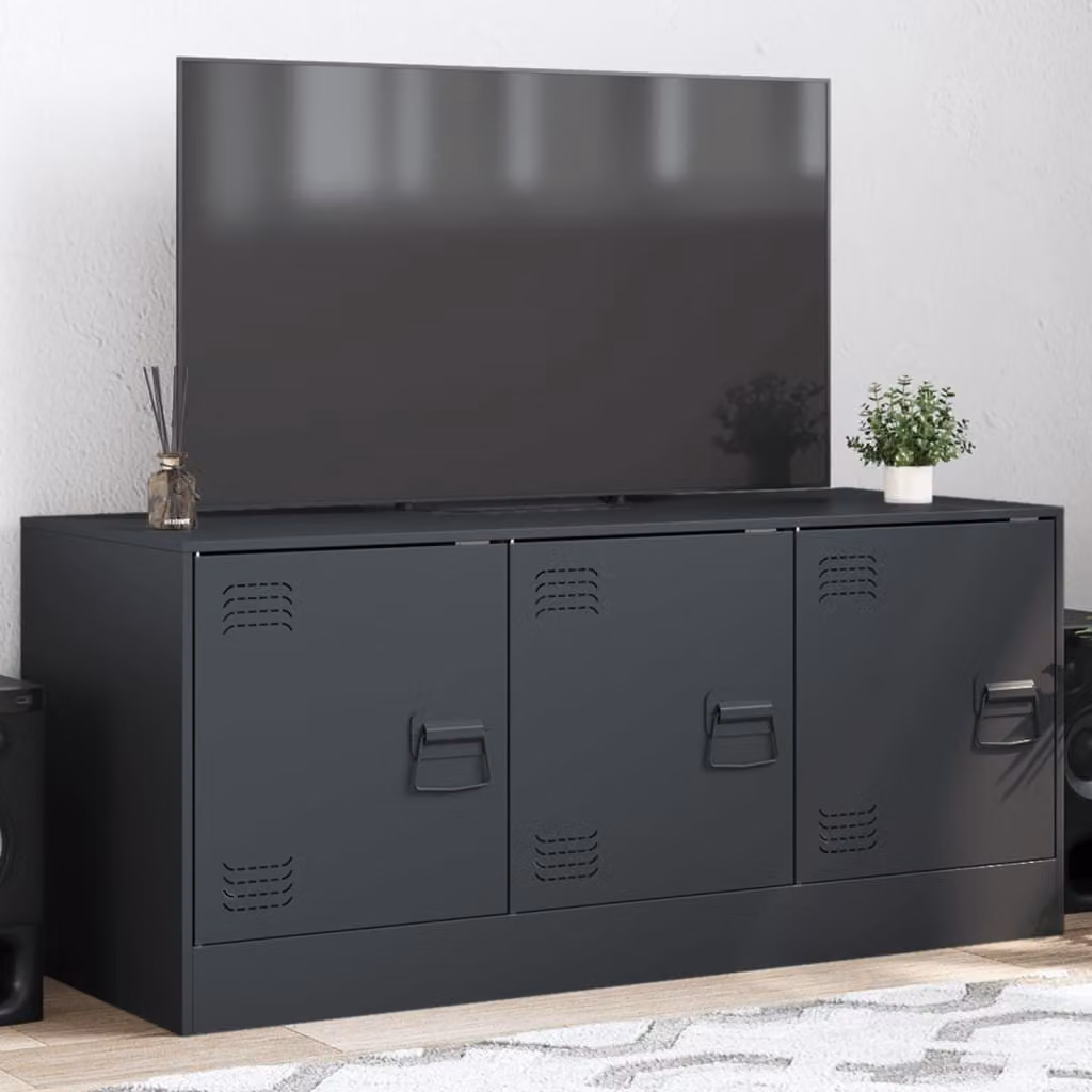 vidaXL Mobile Porta TV Antracite in Acciaio con Ruote L: 99 cm, P: 39 cm, H: 44 cm