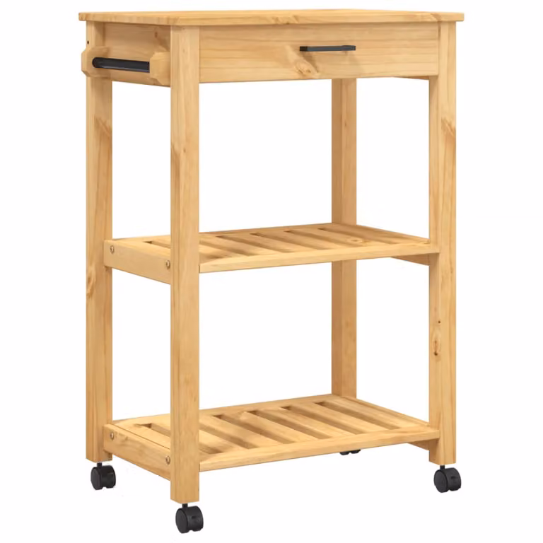 Carrello da Cucina MONZA 60x40x88,5 cm in Legno Massello di Pino
