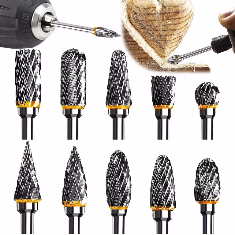 10 mole abrasive con gambo da 3 mm e testa abrasiva da 6 mm, adatte per lavori di taglio