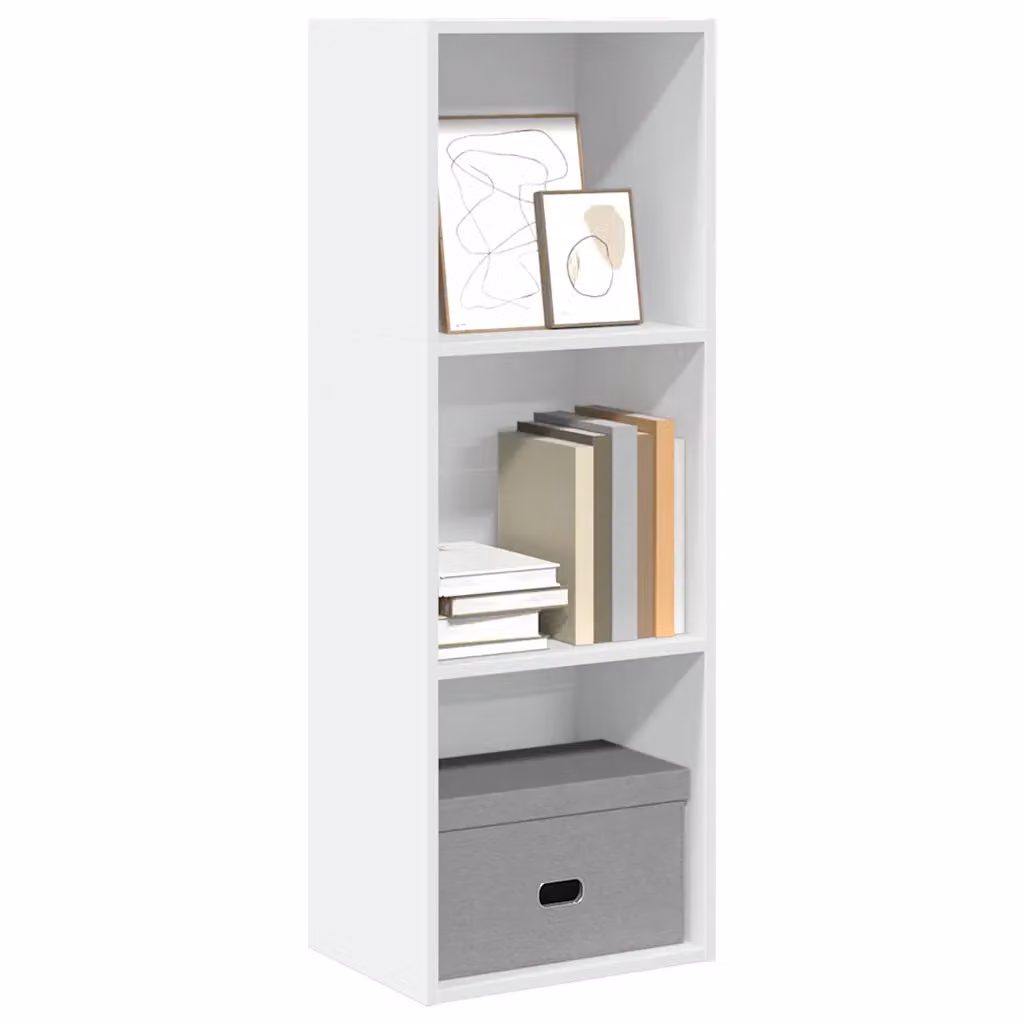Libreria bianca vidaXL in legno e MDF con pannello posteriore, design minimalista, L 40 cm x P 30 cm x H 114 cm