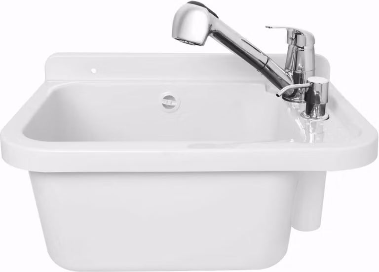 ADGO® Rubinetto per lavello domestico bianco con bocca estraibile da 60 cm e dispenser per sapone