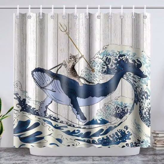 Tenda da doccia - 180x200 cm, poliestere, con protezione antimuffa, lavabile, impermeabile, con ganci a forma di C, adatta per bagno, doccia, bagno di hotel