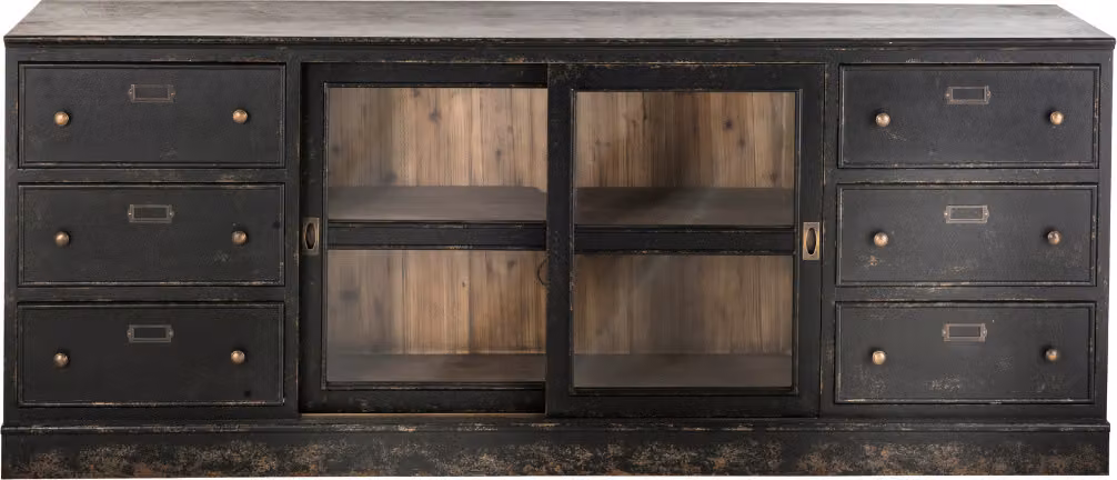 Signature - Credenza in legno massello e vetro L280 cm - AMSTERDAM