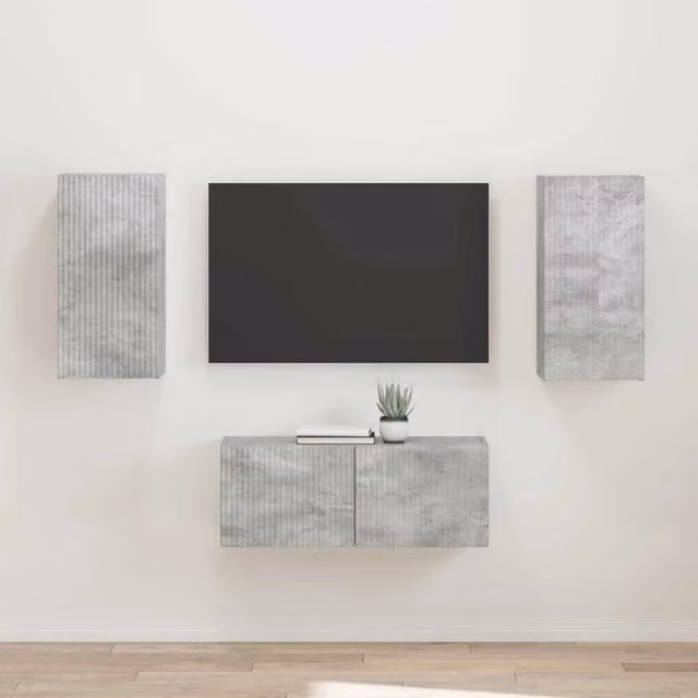 Set mobile TV 2 pz-Credenza per TV Grigio cemento Legno multistrato 809831