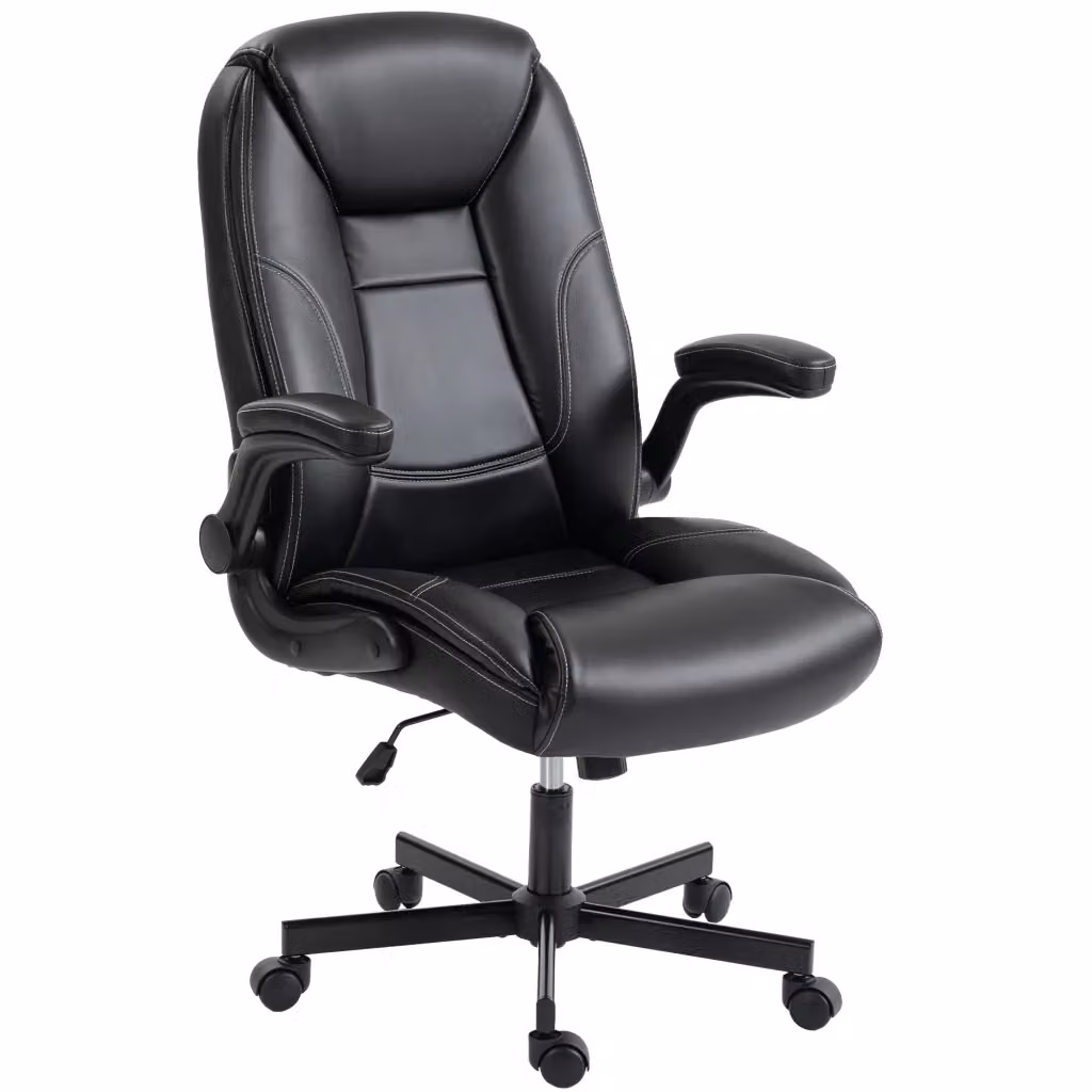Sedia da Ufficio Ergonomica XYLO con Braccioli Regolabili e Schienale Alto in Finta Pelle Nera – 2