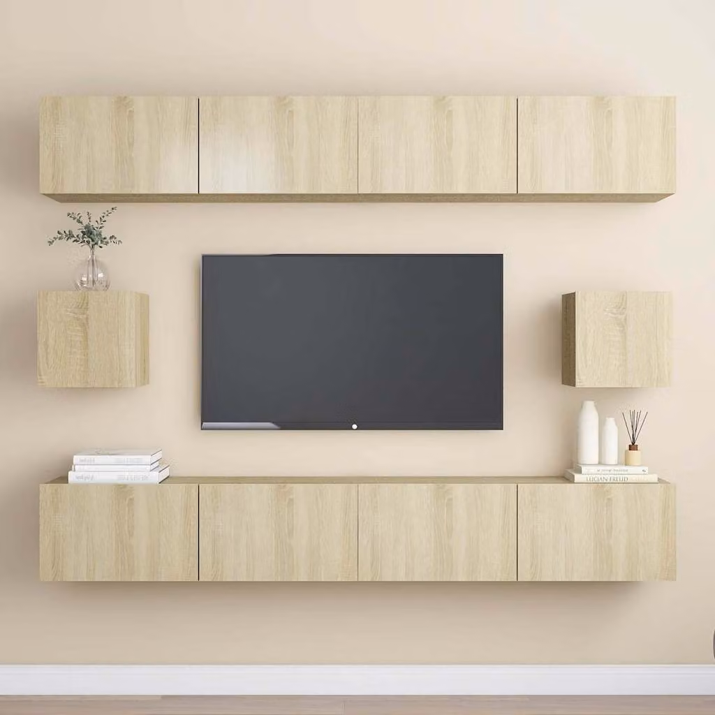 Set di mobili porta TV vidaXL da 6 pezzi in legno multistrato color rovere sonoma beige e marrone per il tuo soggiorno