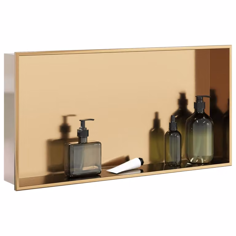 Nicchia per doccia incassata vidaXL in acciaio inox color oro spazzolato L: 62 cm, P: 32 cm, H: 9 cm