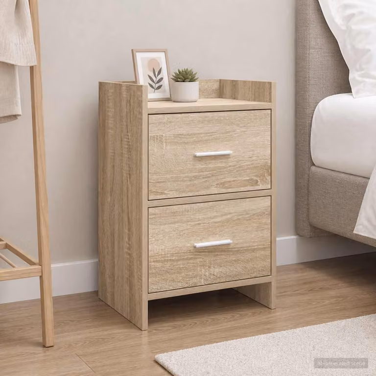 Set di 2 comodini moderni vidaXL in MDF e metallo, colore beige e marrone, L 40 cm x P 30 cm x H 60 cm