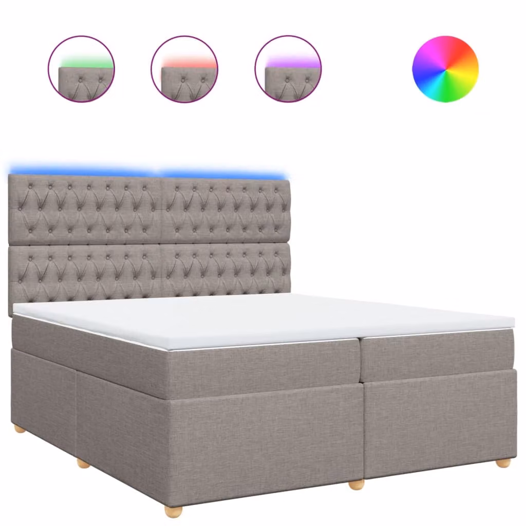 Letto a molle con materasso Taupe 200x200 cm in tessuto