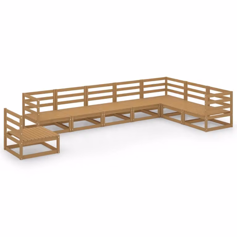 Set Salotto da Giardino 8pz Marrone Ambra Legno Massello Pino