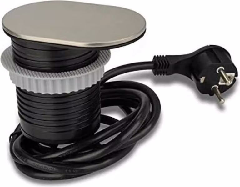 Presa da tavolo UNITEC da incasso Schuko+USB in acciaio