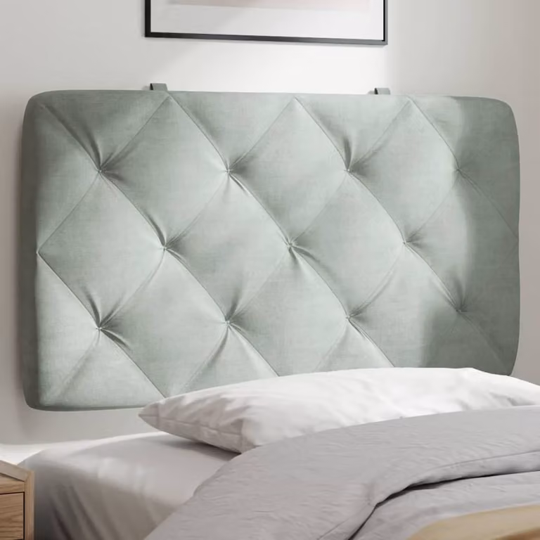Cuscino Testiera vidaXL in Velluto Grigio Chiaro, L: 80 cm