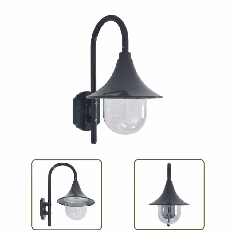 The Living Store Applique da giardino E27 42 cm in alluminio verde scuro