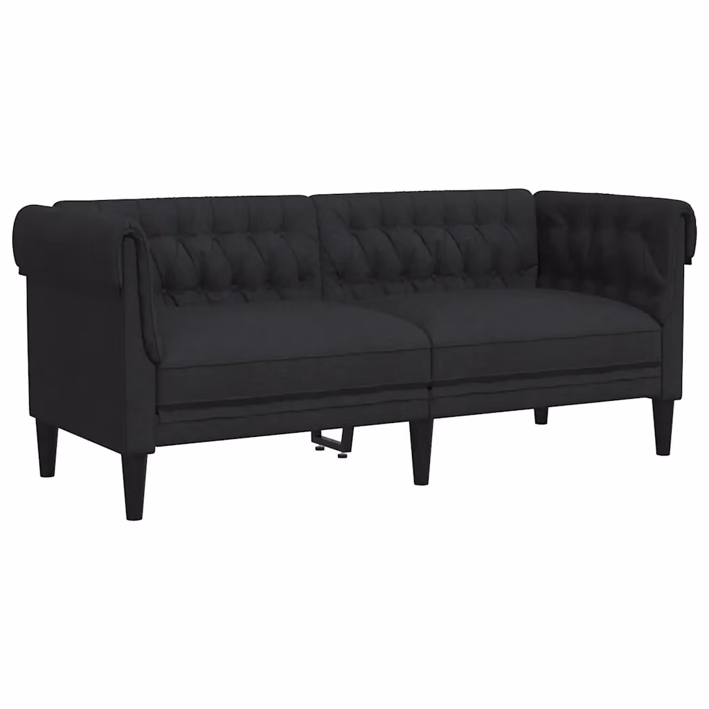 Divano Chesterfield a 2 Posti vidaXL in Tessuto Nero L: 182,5 cm, P: 74,5 cm, H: 74,5 cm – 2