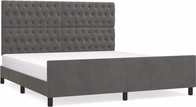 Letto matrimoniale | Letto per adulti | Giroletto con Testiera Grigio Scuro 180x200 cm in Velluto
