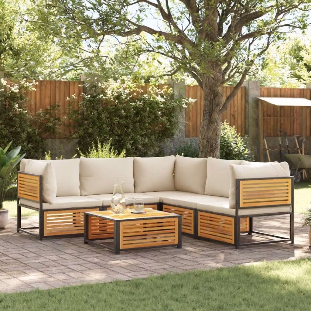 Maison Exclusive - Set da giardino 6 pezzi con cuscini in legno massello di acacia