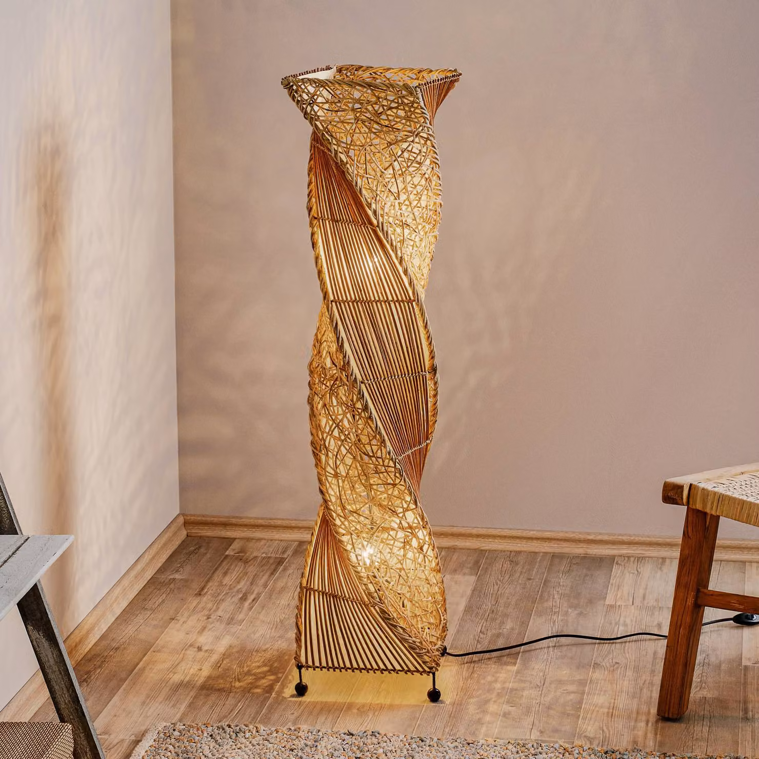 Woru Lampada da terra Marco, Legno scuro, Soggiorno / Sala da pranzo, Legno, Design, Lampada da terra