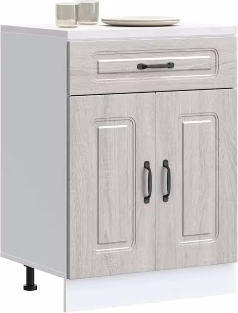 Base da cucina moderna vidaXL in legno grigio con ante a battente L/P/H: 81.5 x 46.0 x 60.0 cm