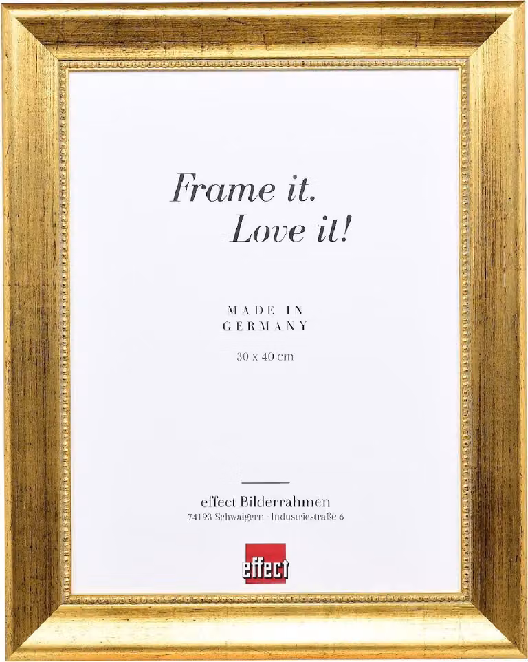 Cornice per foto in legno Profilo 95 dorato 13x18 cm con vetro museale