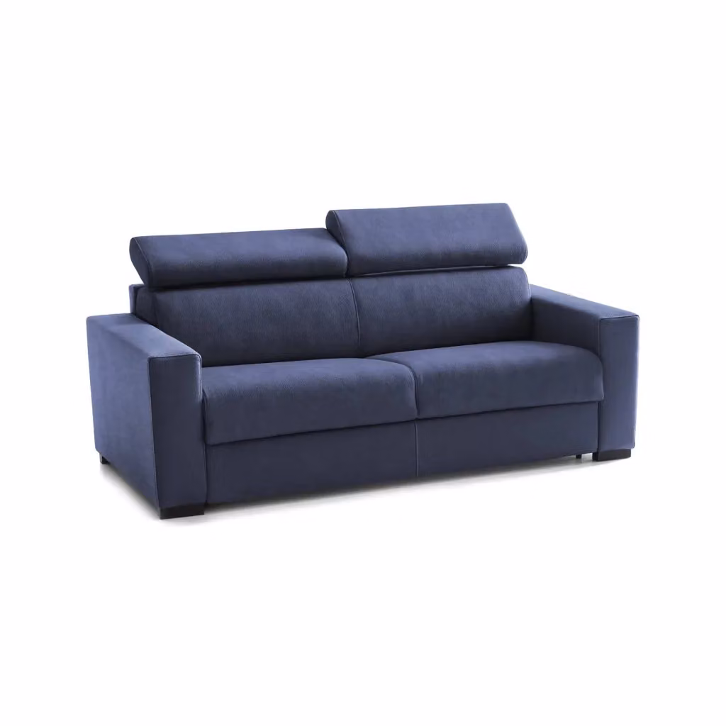 Divano Letto Aieie Talamo Italia, Divano 2 Posti Large con Apertura Girevole, Poggiatesta Regolabili e Braccioli Slim, L: 180 cm, H: 85 cm, Blu – 2