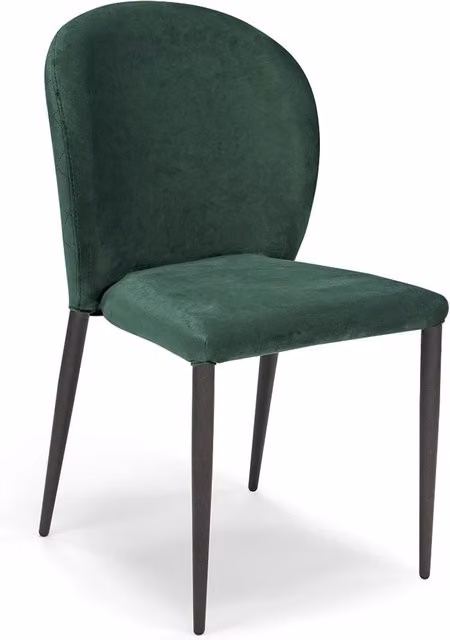 Sedia da pranzo imbottita GHIBLI LUX in velluto idrorepellente con gambe in metallo, design moderno, colore Verde