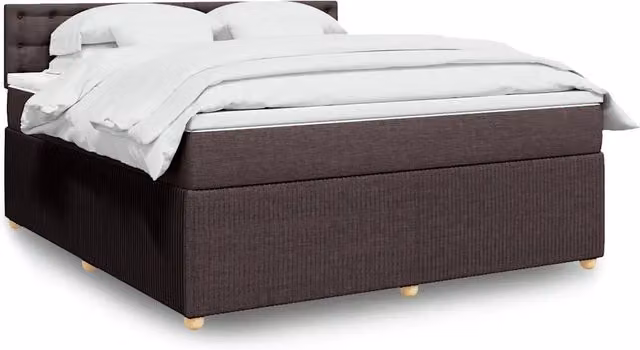 Letto Ibrido vidaXL con Giroletto a Molle e Materasso in Tessuto Marrone e Bianco L/P: 180 x 200 cm