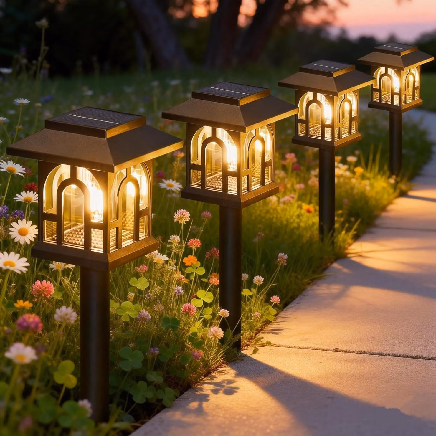 Lampade solari, 8 pezzi, luce bianco caldo, grado di protezione IP65, per uso esterno