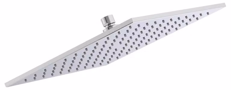 Doccia a soffione, diametro 300 mm, quadrata, cromata, con ugelli autopulenti