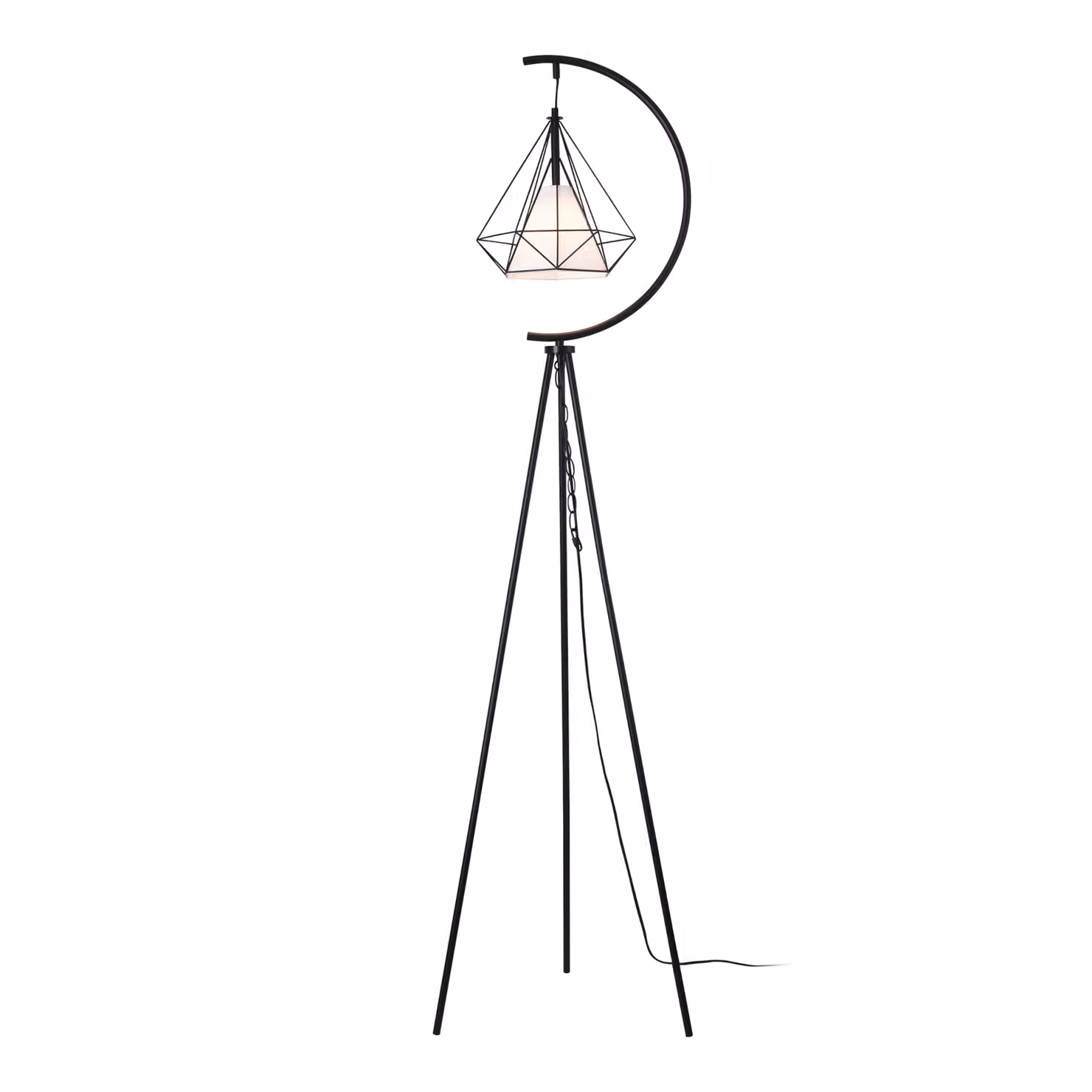 Lampada da terra 'Austell' 1 x E27 in metallo 171 cm nero / bianco