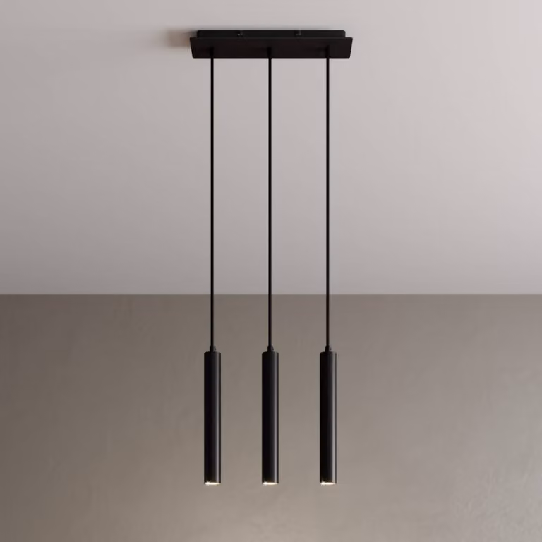 Lampada LED a sospensione Franka, 3 luci, lunga, nera, alluminio Franka Arcchio, Nero, Soggiorno / Sala da pranzo, Alluminio, Moderno