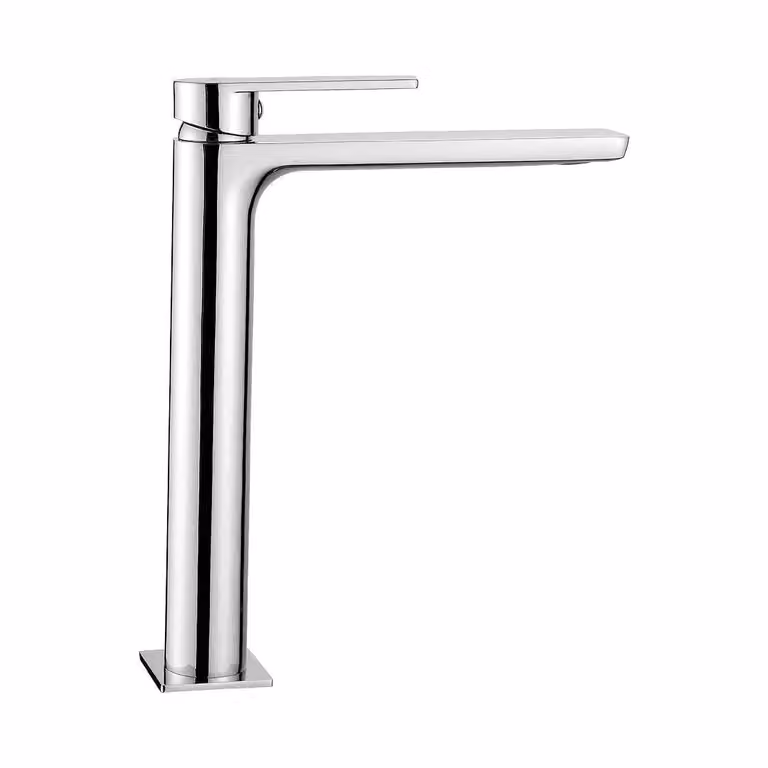 Miscelatore da lavabo da appoggio, miscelatore alto, argento, monocomando