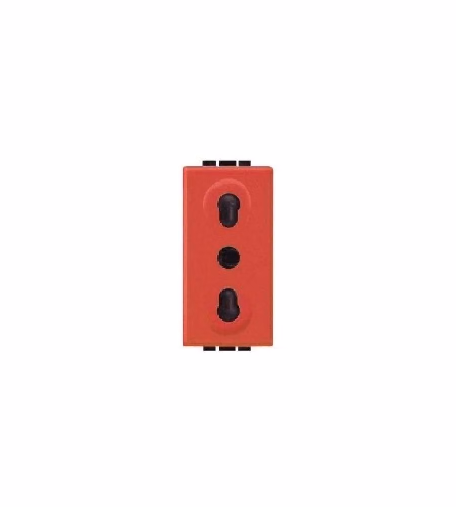 Presa Bticino Living International 2P+T Rossa con interasse 19 mm e 26 mm e alveoli schermati