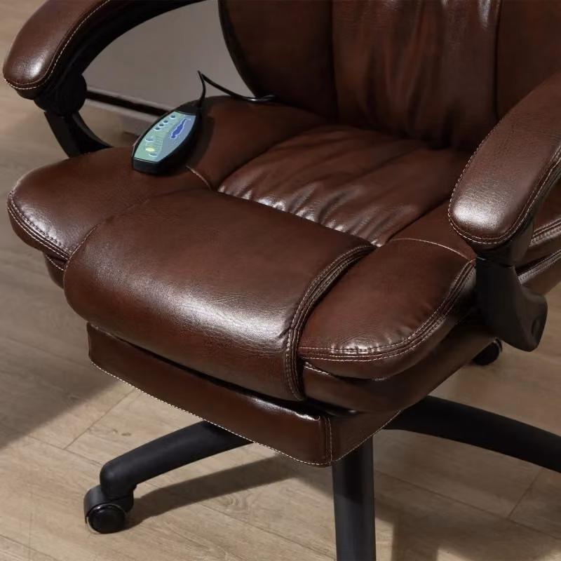 Sedia da ufficio executive girevole a 360 gradi con poggiapiedi e massaggio in similpelle marrone, L: 68.5 cm, P: 68.5 cm, H: 121 cm – 2