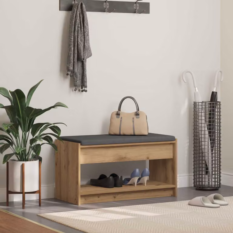 Panca porta scarpe moderna vidaXL in legno color rovere marrone L: 83 cm, P: 38 cm, H: 45 cm