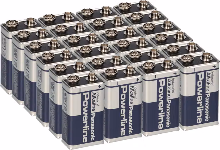 24 batterie Panasonic Powerline 6LR61 da 9V, adatte per uso professionale, servizi e rilevatori di fumo
