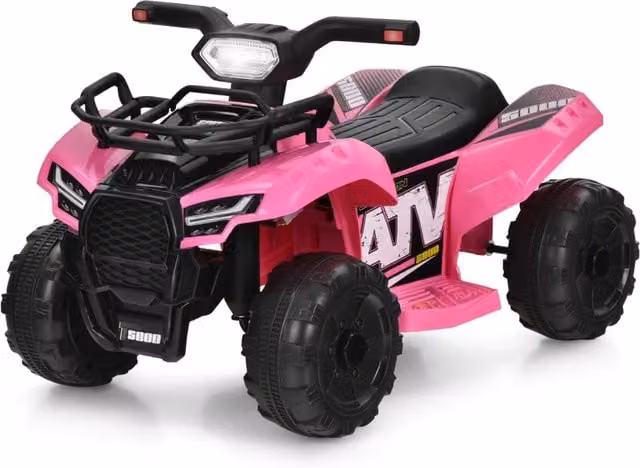 Quad elettrico per bambini con luci e suoni, design moderno in plastica rosa, L 66 cm x P 44 cm x H 42 cm