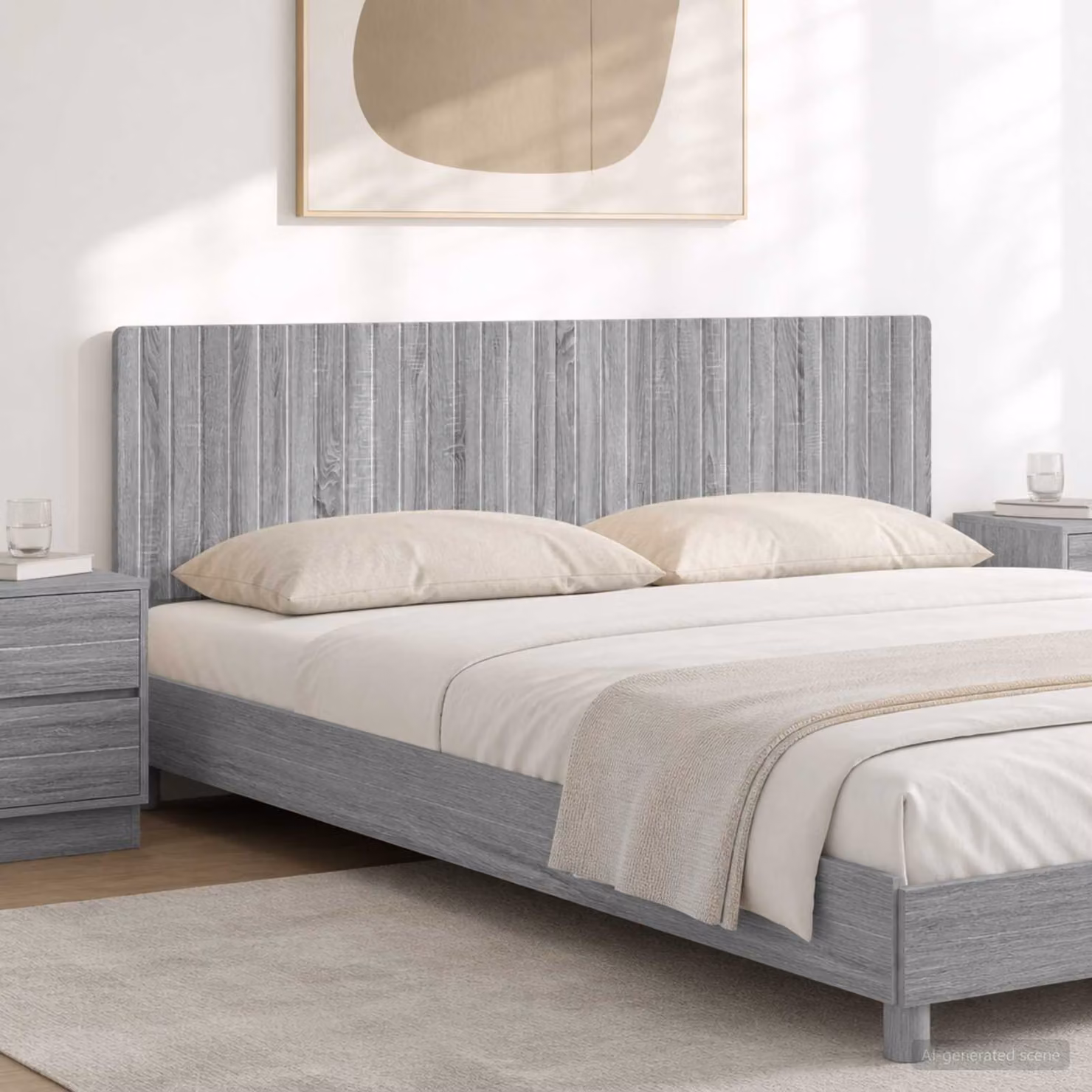 Testiera da muro vidaXL ZWOLLE grigio con ripiano integrato in legno ingegnerizzato