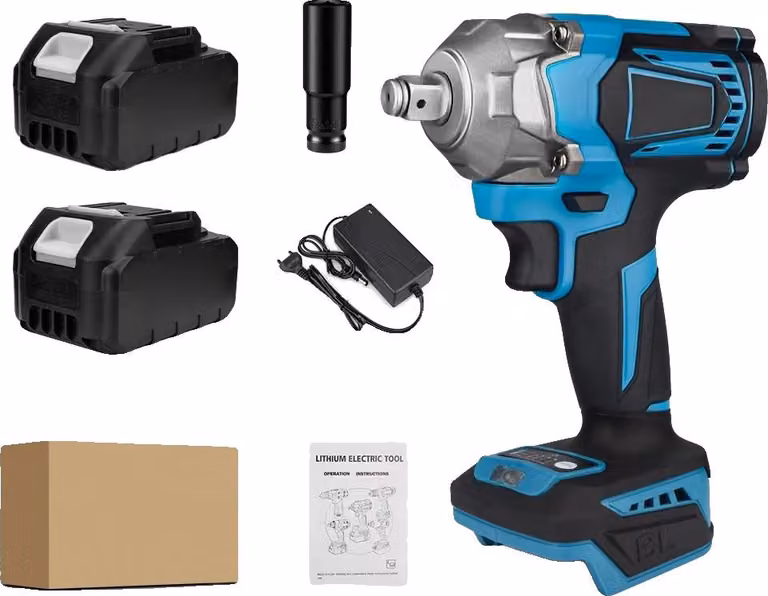 Avvitatore a impulsi, coppia 1200 N.m, batteria ricaricabile, 2 batterie