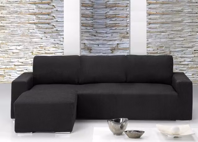 Copridivano con Penisola Chaise Longue Modello Capri Nero Biancheriaweb