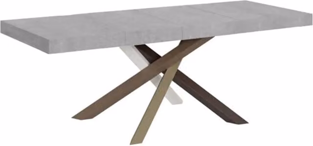 Tavolo allungabile 120/204x80 cm Karamay colore cemento gambe antracite