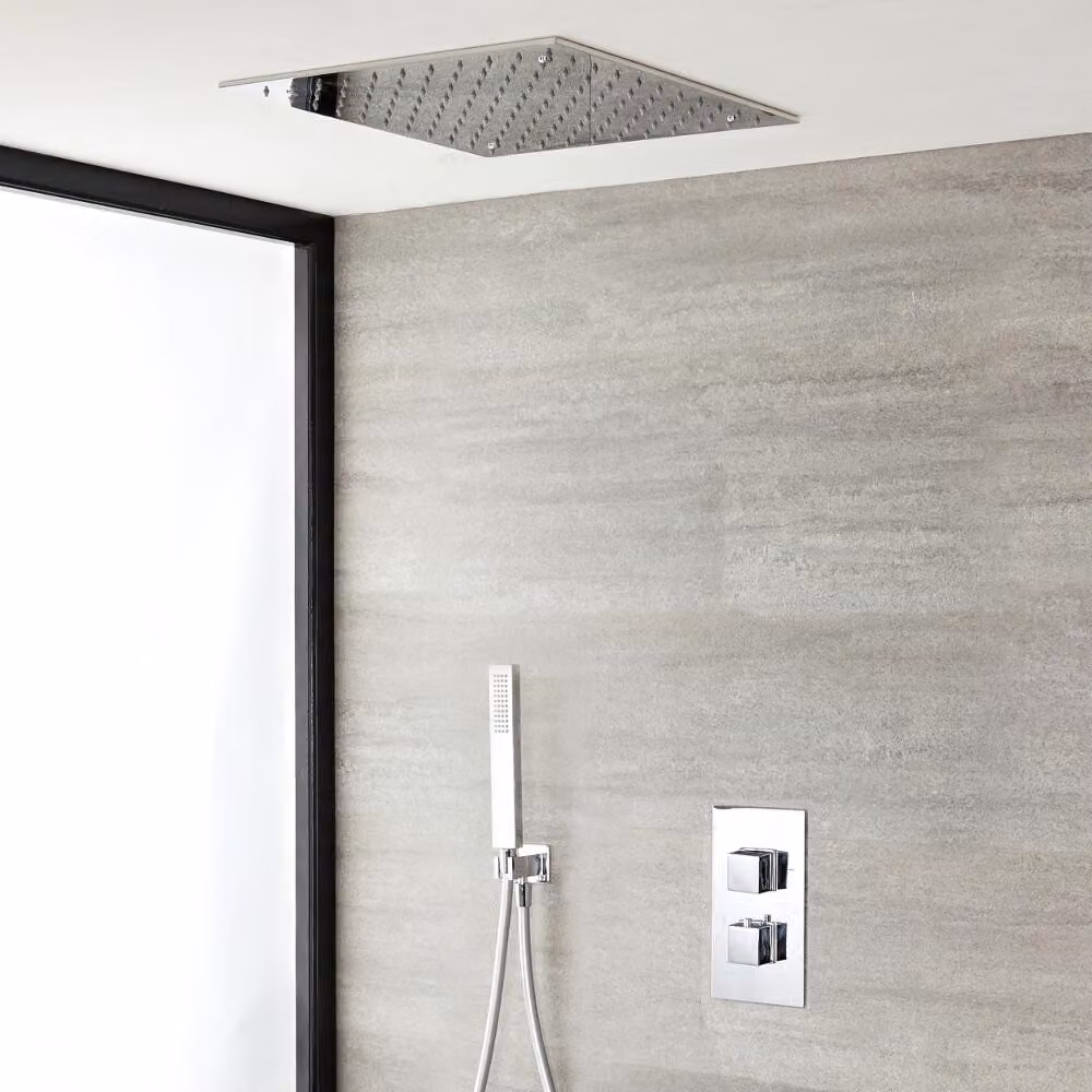 Doccia Termostatica con Miscelatore - Doccetta- Soffione Incasso - Design Moderno - Kubix