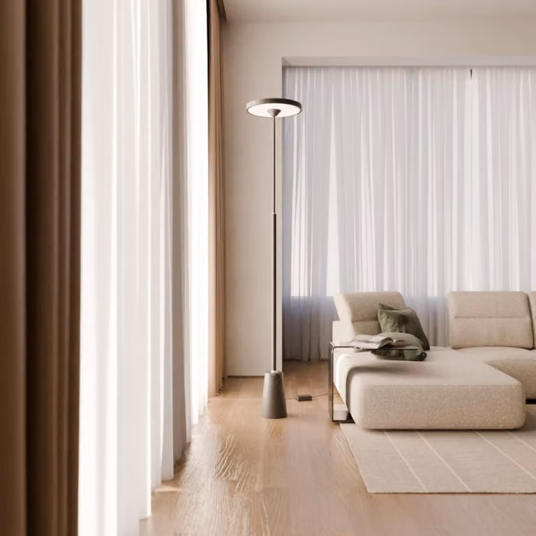 LUMIÈRE Design Lampada da Terra 'Nemaris' dimmerabile App Up Downlight Marmo Nero