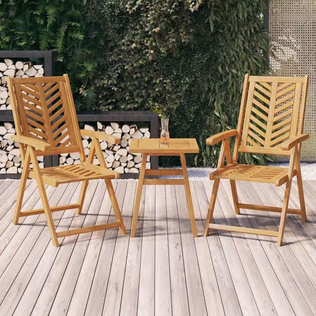 Set di 2 sedie da giardino reclinabili vidaXL in legno di acacia oliato marrone con braccioli