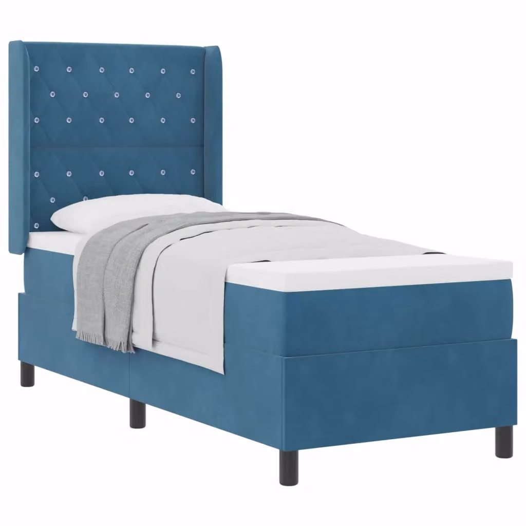 Letto a molle con materasso vidaXL in velluto blu L/P/H: 200 x 80 x 83 cm – 2