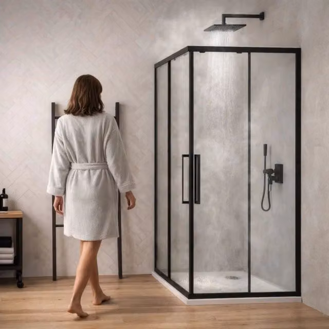 Cabina doccia angolare corner black cristallo 6 mm 90x140x195 cm